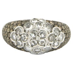 Anello con diamanti taglio rosa e brillante fino a 1,95ct in oro bianco 18k