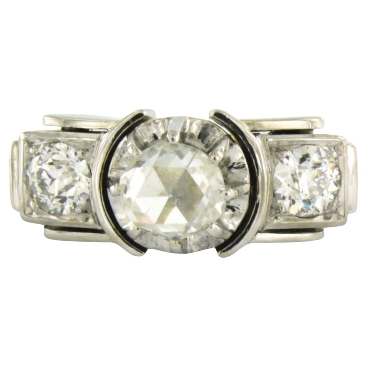 Ring mit Diamanten im Rosenschliff und Diamanten im alten EUropean-Schliff bis zu 1,37 Karat 14k Gold