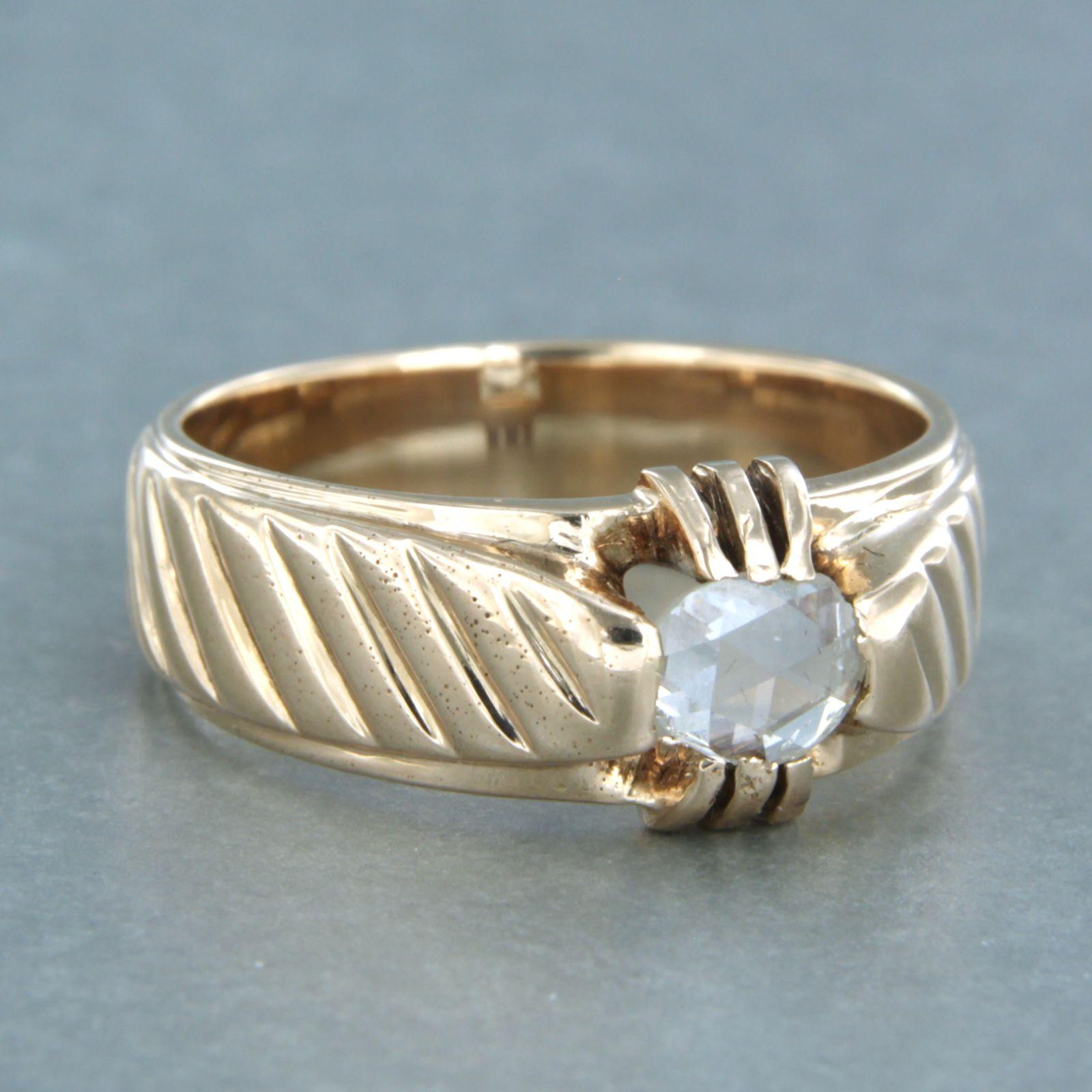 Bague avec diamant taille rose jusqu'à 0,30ct 7,4 grammes Or rose 14k Excellent état - En vente à The Hague, ZH