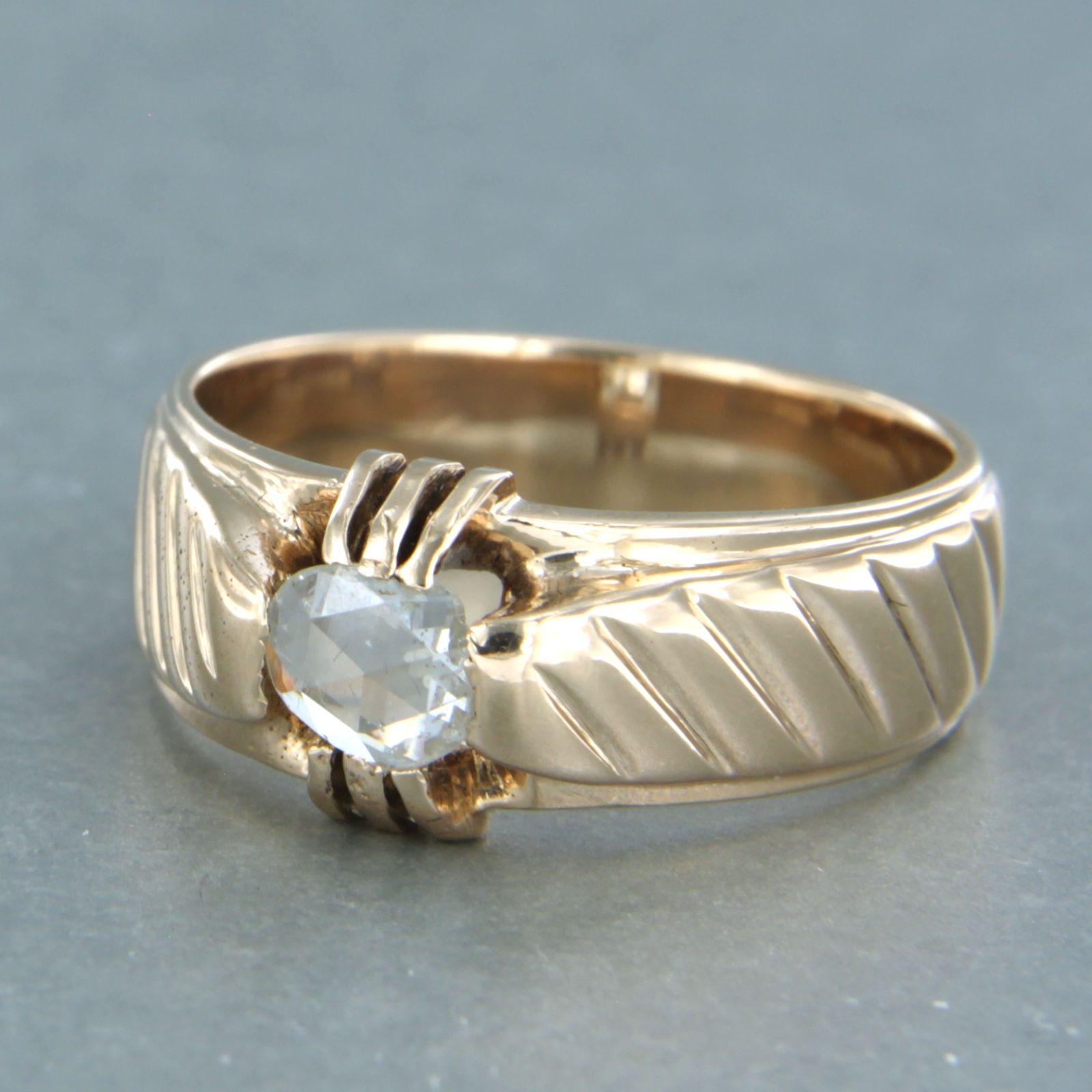 Bague avec diamant taille rose jusqu'à 0,30ct 7,4 grammes Or rose 14k Pour hommes en vente