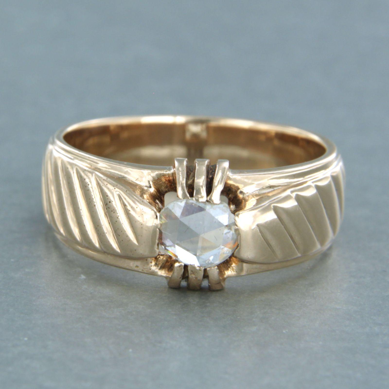 Anello con diamante taglio rosa fino a 0,30ct 7,4 grammi oro rosa 14k