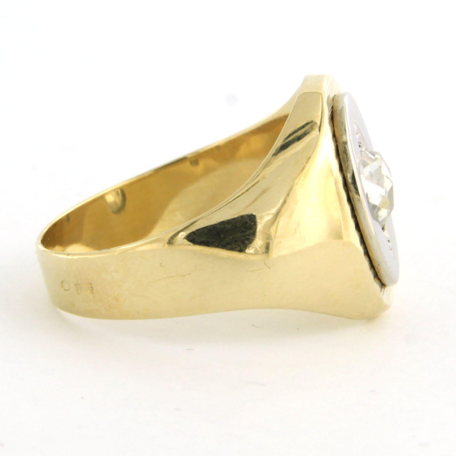 Retro Ring with rose cut diamond up to 0.56ct 14k gold For Sale