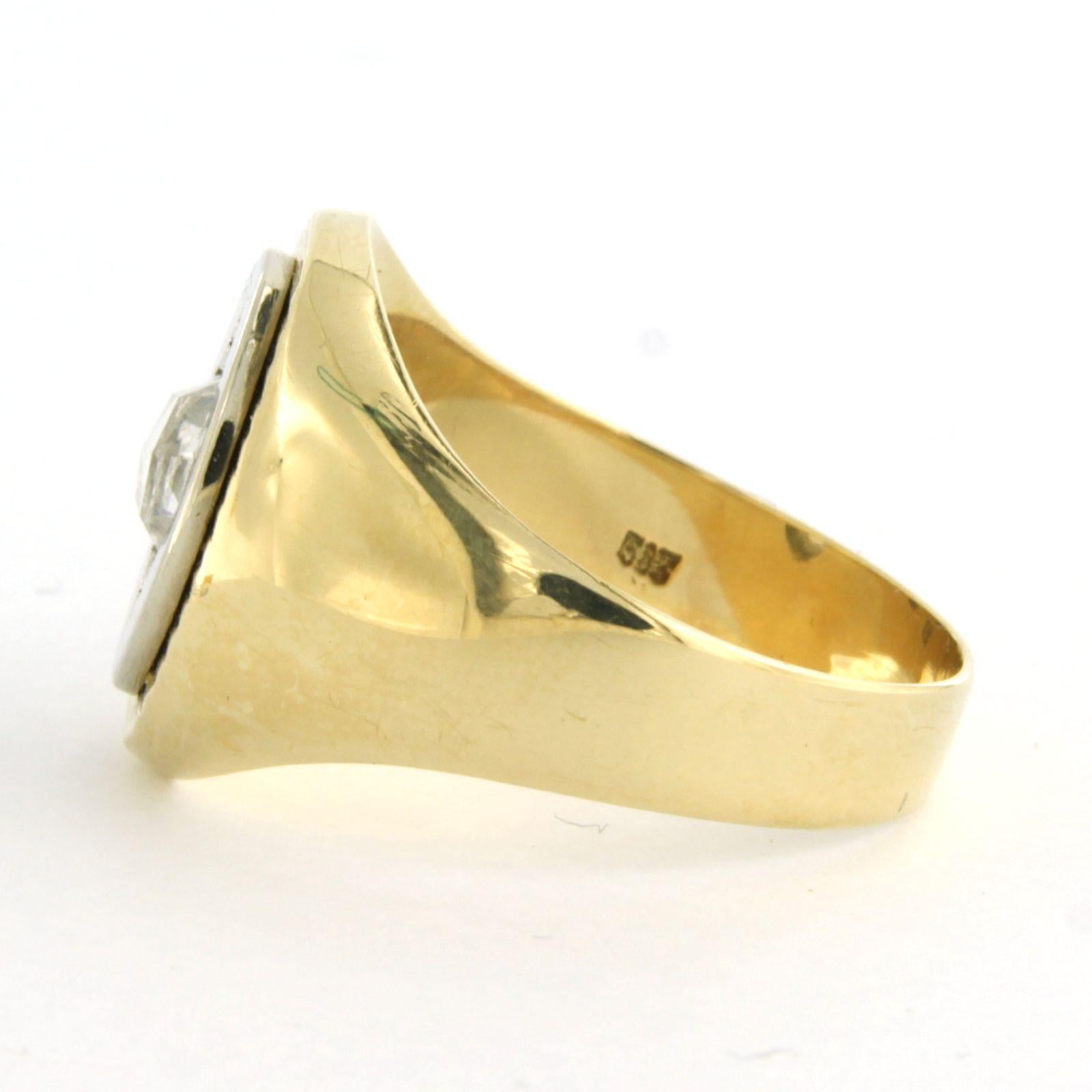 Rose Cut Ring with rose cut diamond up to 0.56ct 14k gold For Sale