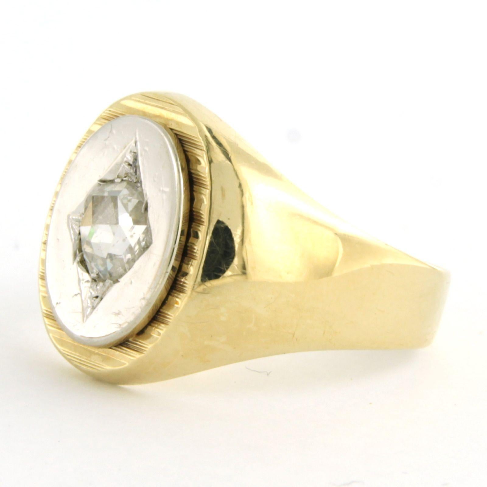 Men's Ring with rose cut diamond up to 0.56ct 14k gold For Sale