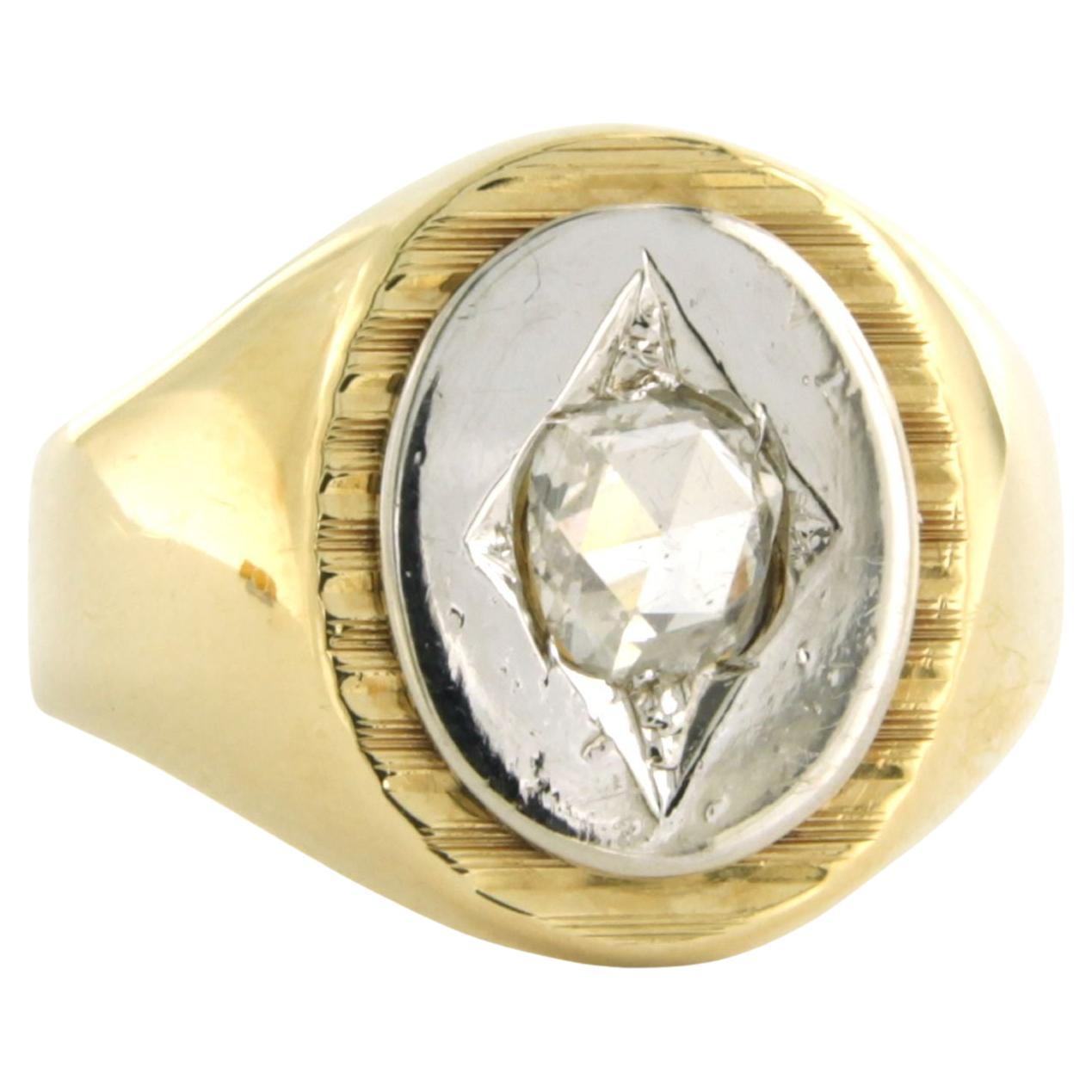 Ring with rose cut diamond up to 0.56ct 14k gold For Sale