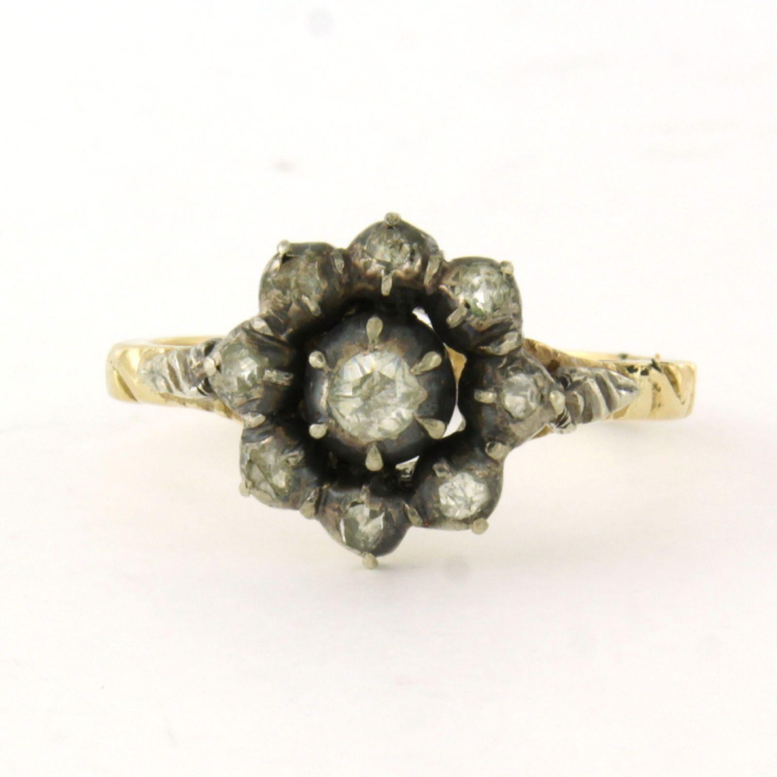 Ring with rose cut diamonds up to 0.20ct 14k gold and silver 4.9 gram For Sale 1