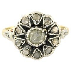 Ring mit Diamanten im Rosenschliff bis zu 0,20ct 14k Gelbgold und Silber