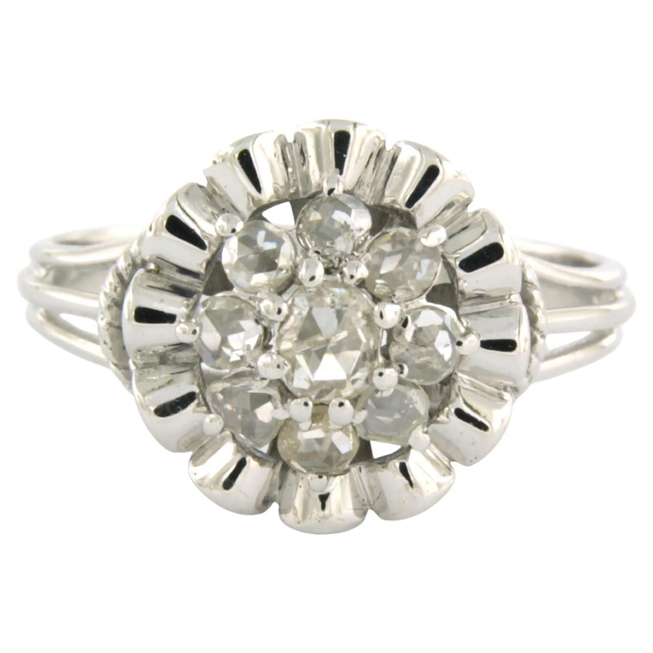 Ring with rose cut diamonds up to 0.25ct - 5.0 grams - 18k white gold