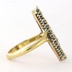 Ring with rose cut diamonds up to 0.30ct 14k gold and silver 4.0 grams