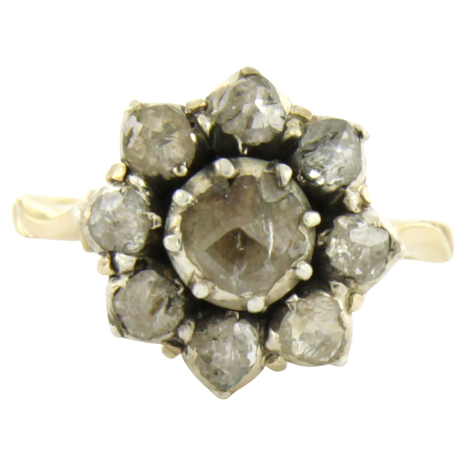 Ring mit Diamanten im Rosenschliff bis zu 0,35ct 14k Gold und Silber 4,9 Gramm im Angebot