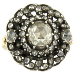 Anello con diamanti a taglio rosa fino a 1,80 ct, in oro 14k e argento, 8,7 grammi