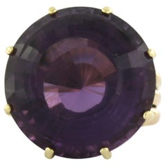 Ring with round facet shaped amethyst up to 45.00ct 14k gold