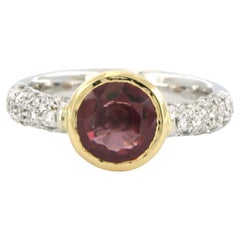 Ring with rubelite up to 1.20ct and brilliant cut diamonds up to 1.20ct 18k gold
