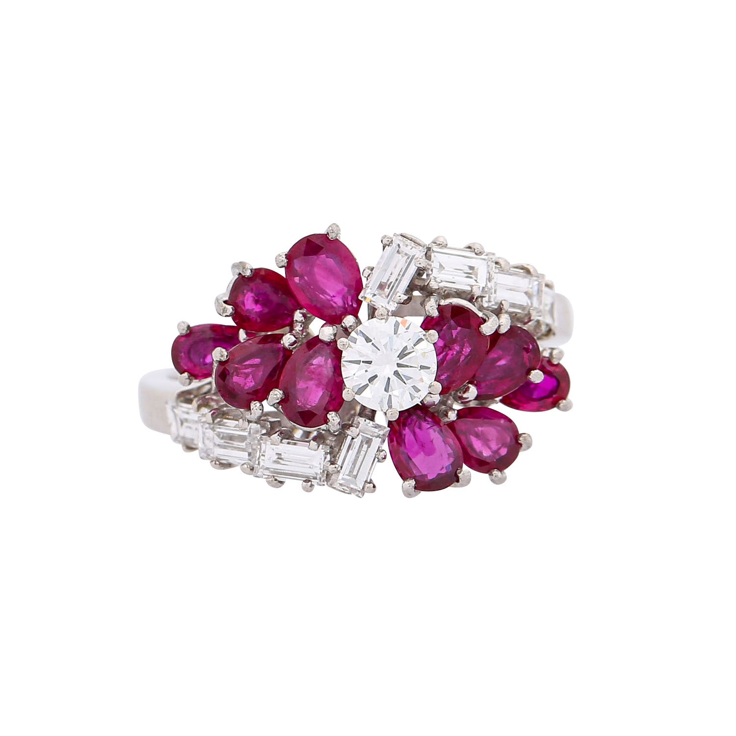 Ring with Rubies and Diamonds Totaling Approx. 0.95 Carat, For Sale