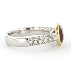 Ring with rubulite and brilliant cut diamonds up to 1.00ct 18k gold 7.4 grams