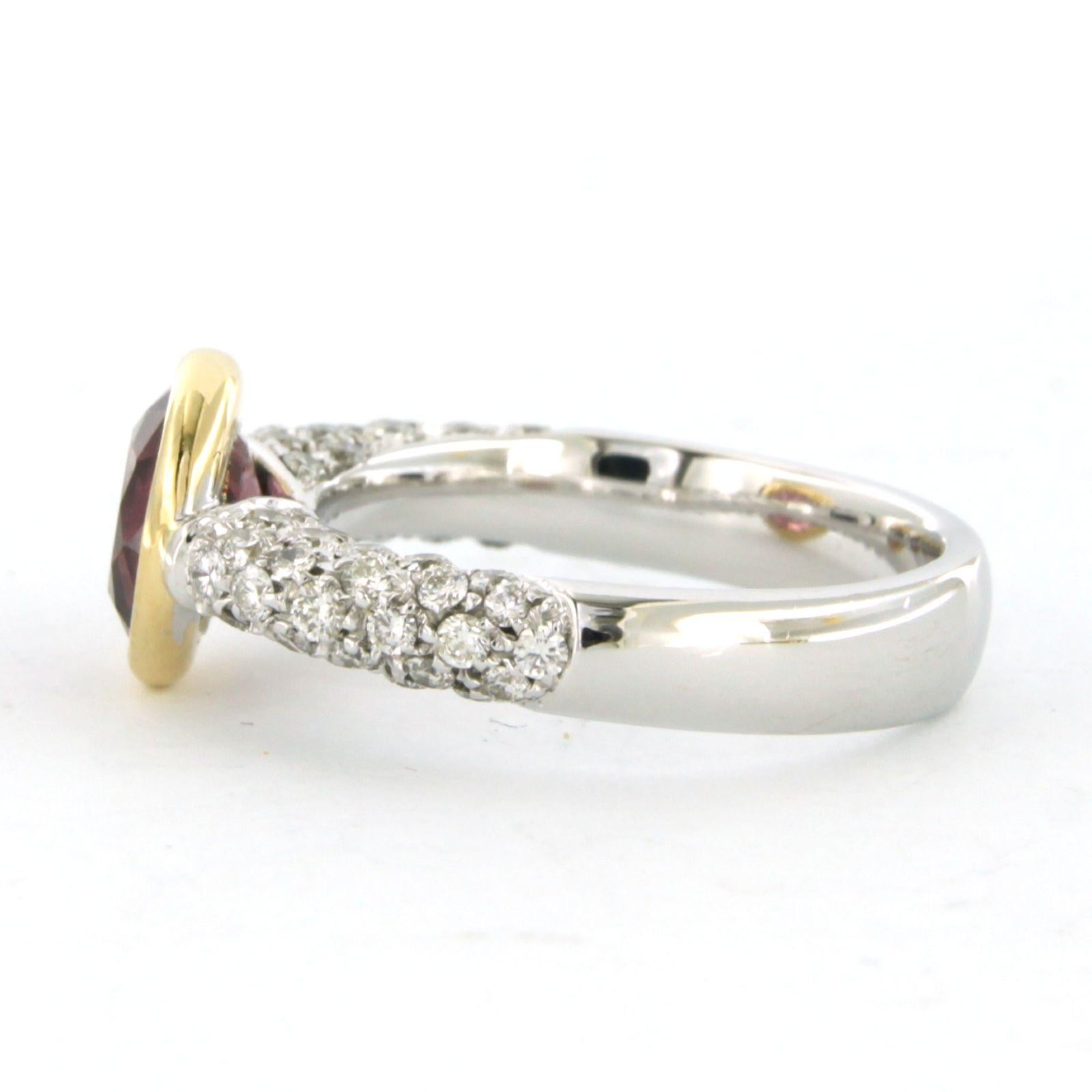 Moderne Bague avec rubulite et diamants taille brillant jusqu'à 1,00ct Or 18k 7,4 grammes en vente