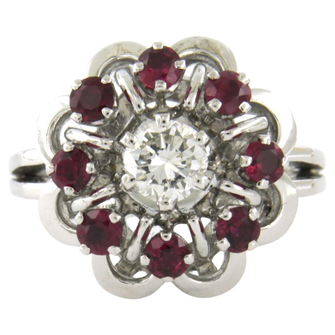 Ring mit Rubin und Diamant im Brillantschliff bis zu 0,51ct 18k Gold 7,9 Gramm