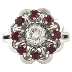 Ring mit Rubin und Diamant im Brillantschliff bis zu 0,51ct 18k Gold 7,9 Gramm