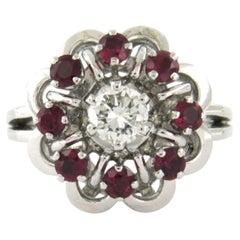 Bague avec rubis et diamant taille brillant jusqu'à 0,51ct Or 18k 7,9 grammes