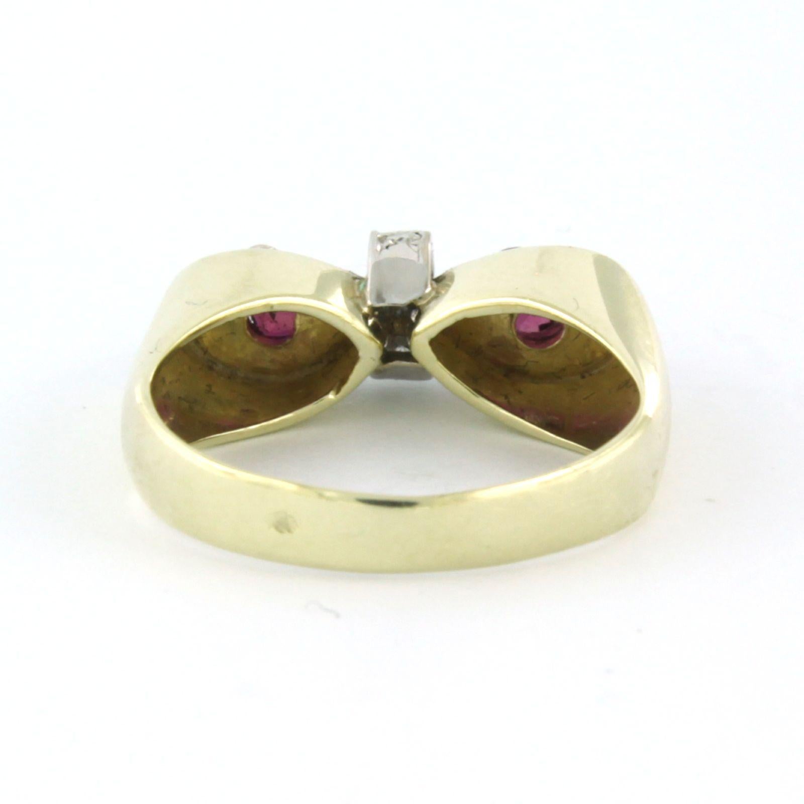 Ring mit Rubin und Diamanten im Brillantschliff bis zu 0,05ct 14k Gold 5,0 Gramm Damen im Angebot