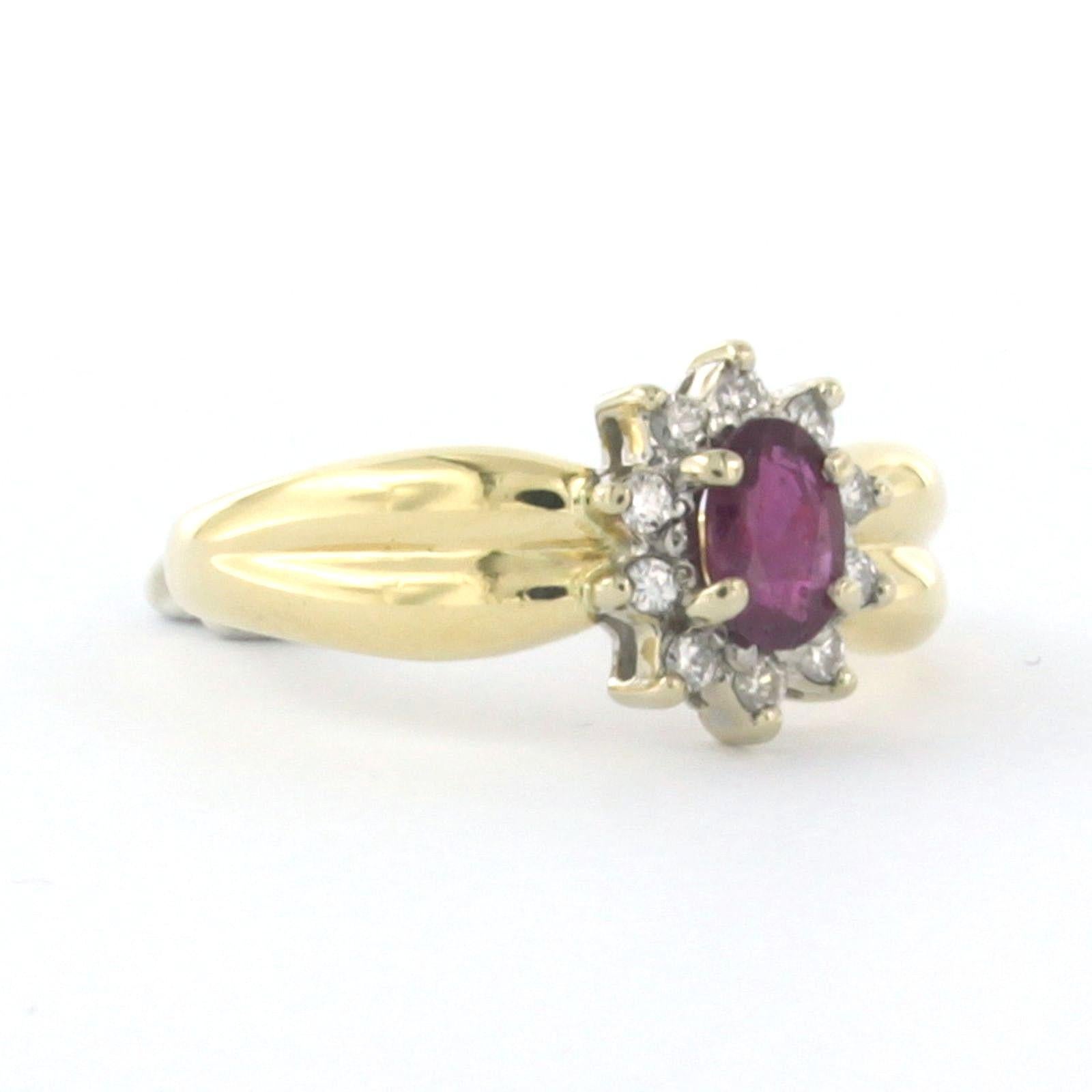 De las mujeres Anillo con rubí y diamantes talla brillante hasta 0,15ct Oro de 18k 3,8 gramos en venta