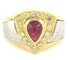 Anillo con rubí y diamantes talla brillante hasta 0,21ct Oro bicolor de 14k