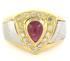 Bague avec rubis et diamants taille brillant jusqu'à 0,21ct or 14k 6,1 grammes
