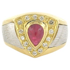 Ring mit Rubin und Diamanten im Brillantschliff bis zu 0,21ct 14k Gold 6,1 Gramm