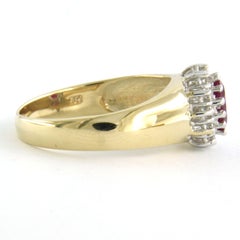 Ring with ruby and brilliant cut diamonds up to 0.25ct 14k gold
