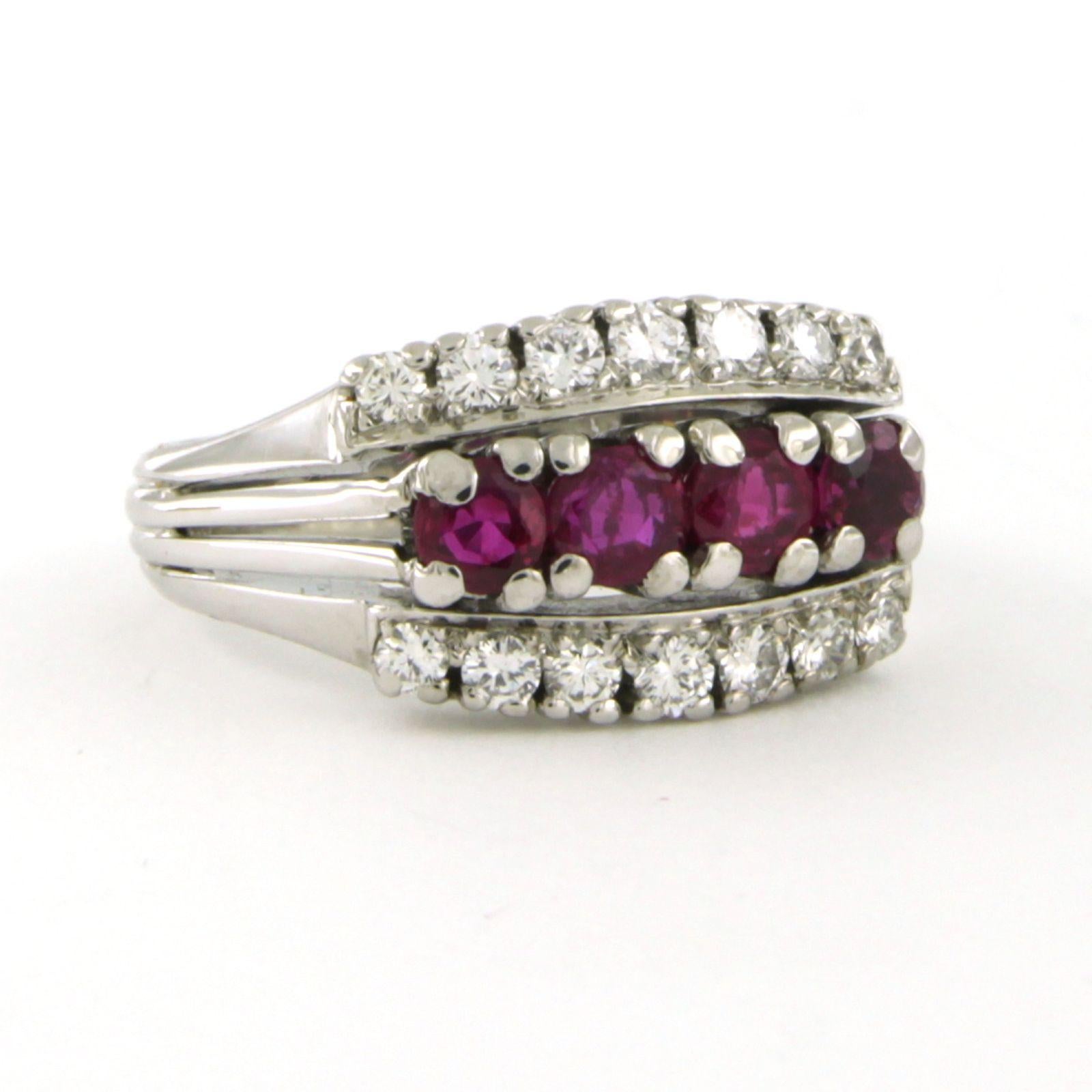 Ring with ruby and brilliant cut diamonds up to 0.28ct 18k white gold 7.0 grams (Moderne) im Angebot