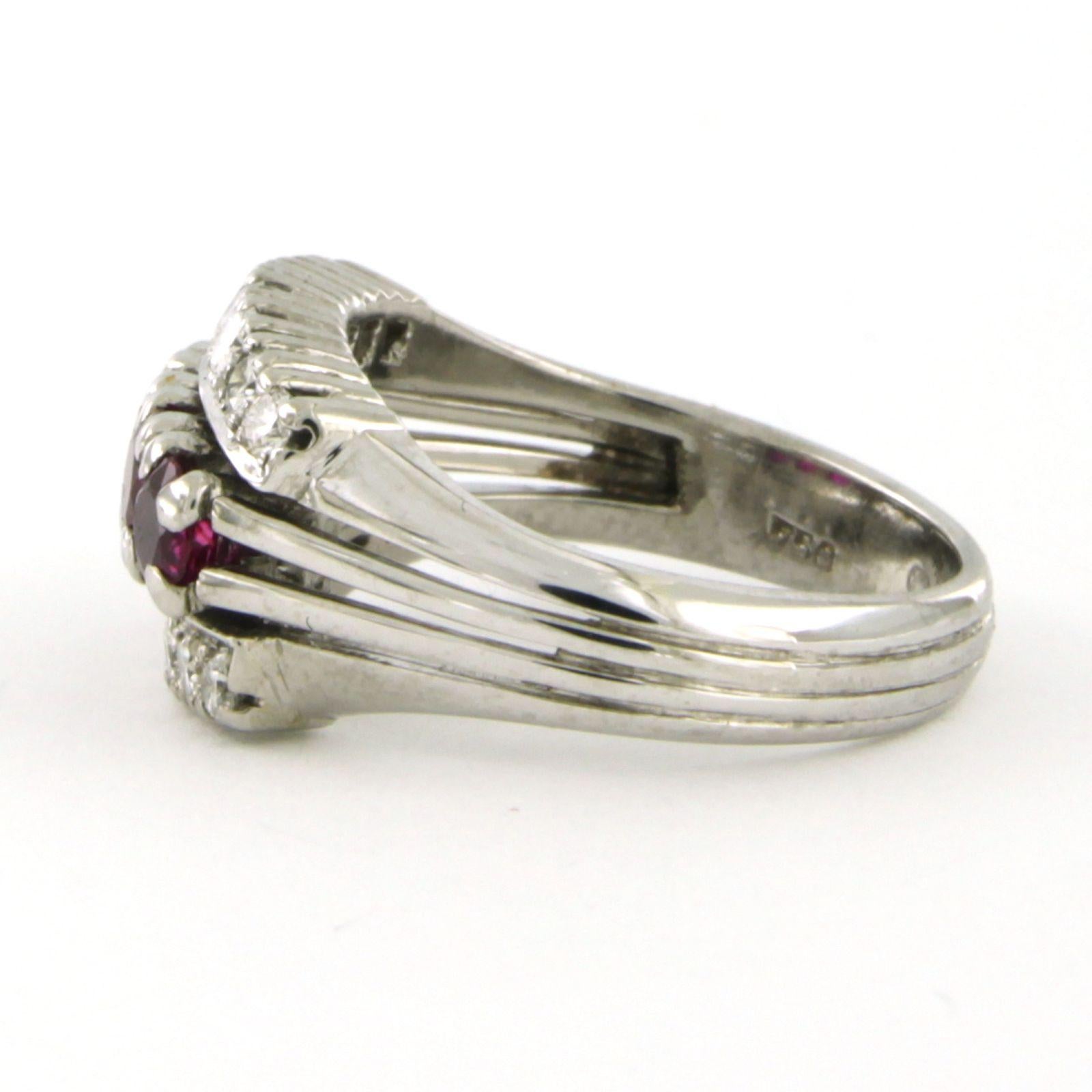 Ring with ruby and brilliant cut diamonds up to 0.28ct 18k white gold 7.0 grams im Zustand „Hervorragend“ im Angebot in The Hague, ZH