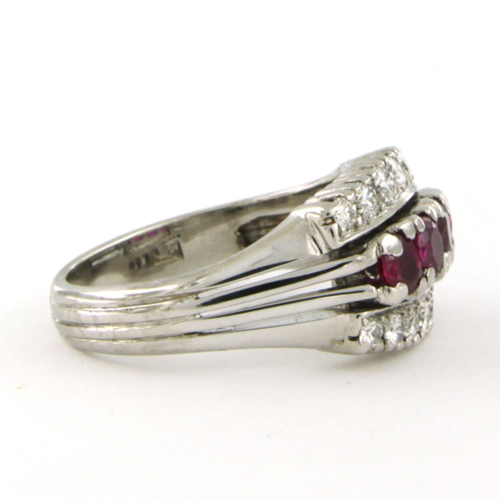 Ring with ruby and brilliant cut diamonds up to 0.28ct 18k white gold 7.0 grams im Angebot 1