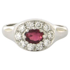 Ring with ruby and brilliant cut diamonds up to 0.30ct 18k gold 4.4 grams