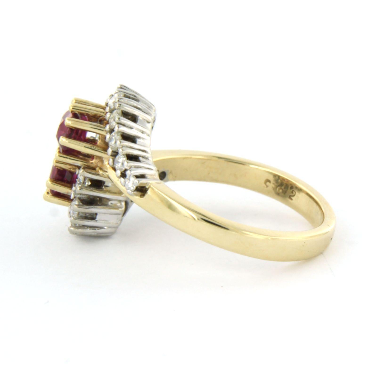 Modern Ring with ruby and brilliant cut diamonds up to 0.30ct 6.0 grams 14k gold For Sale