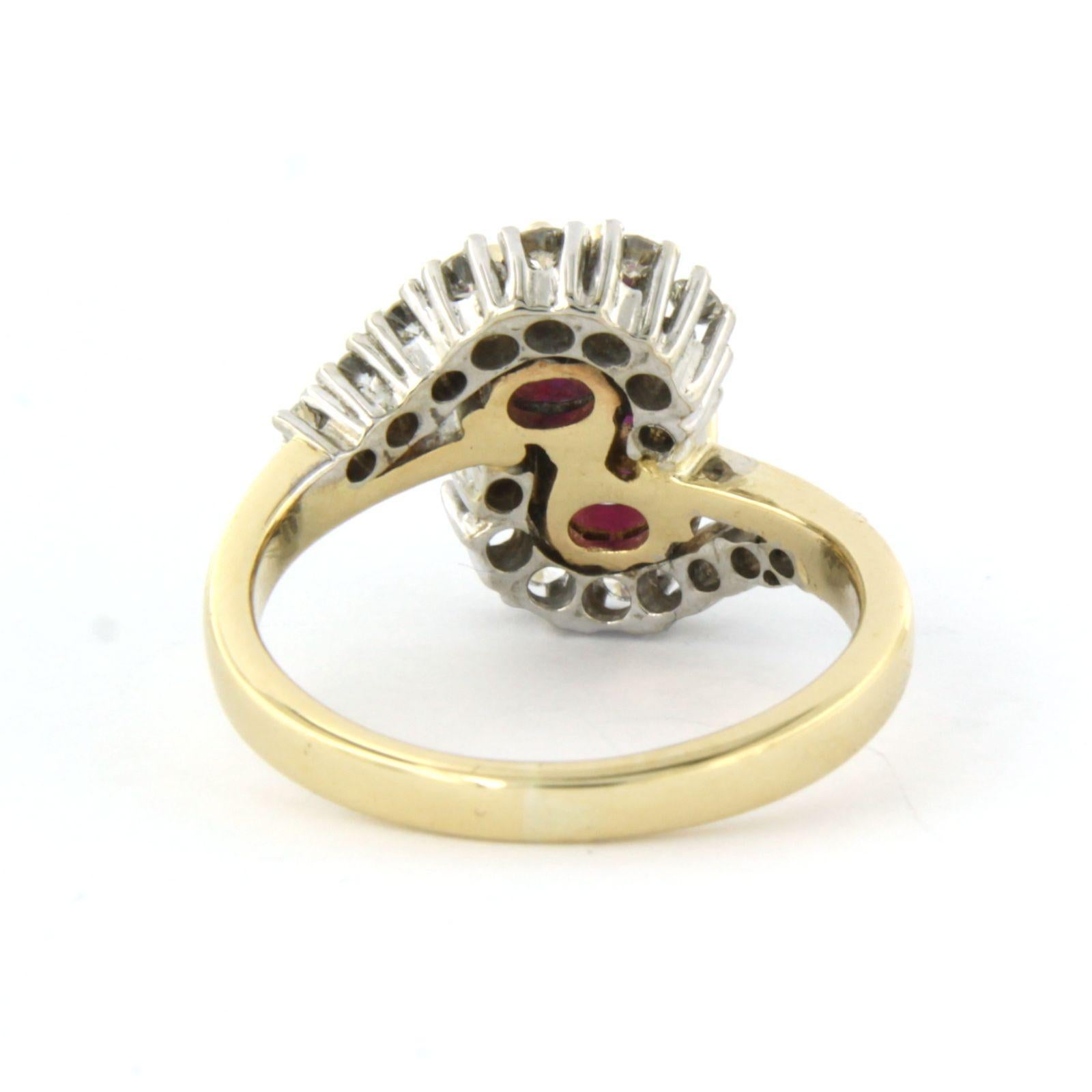 Brilliant Cut Ring with ruby and brilliant cut diamonds up to 0.30ct 6.0 grams 14k gold For Sale