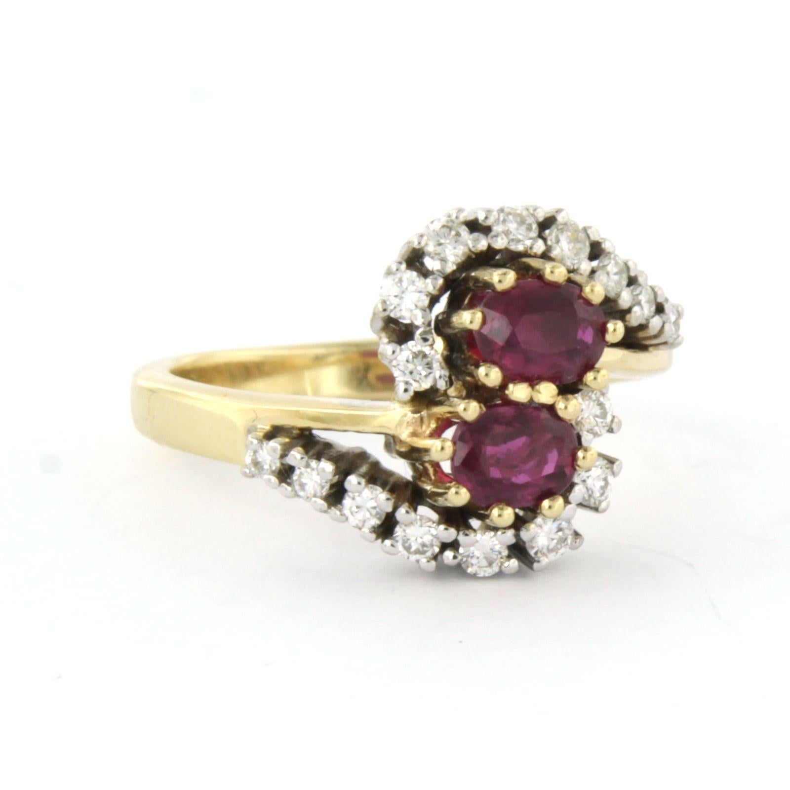 Ring with ruby and brilliant cut diamonds up to 0.30ct 6.0 grams 14k gold In Excellent Condition For Sale In The Hague, ZH