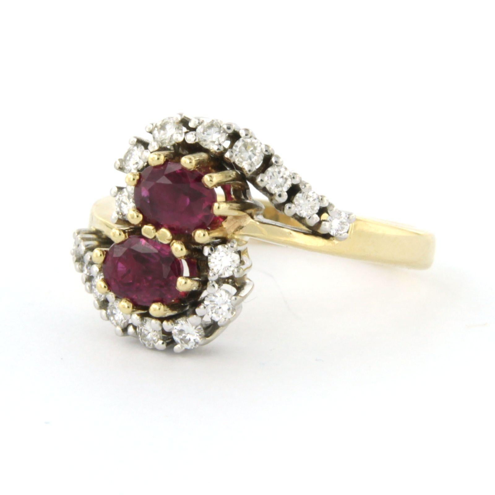 Women's Ring with ruby and brilliant cut diamonds up to 0.30ct 6.0 grams 14k gold For Sale