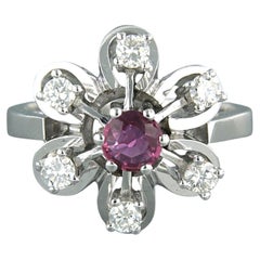 Bague avec rubis et diamants taille brillant jusqu'à 0,43ct Or 14k 6,8 grammes