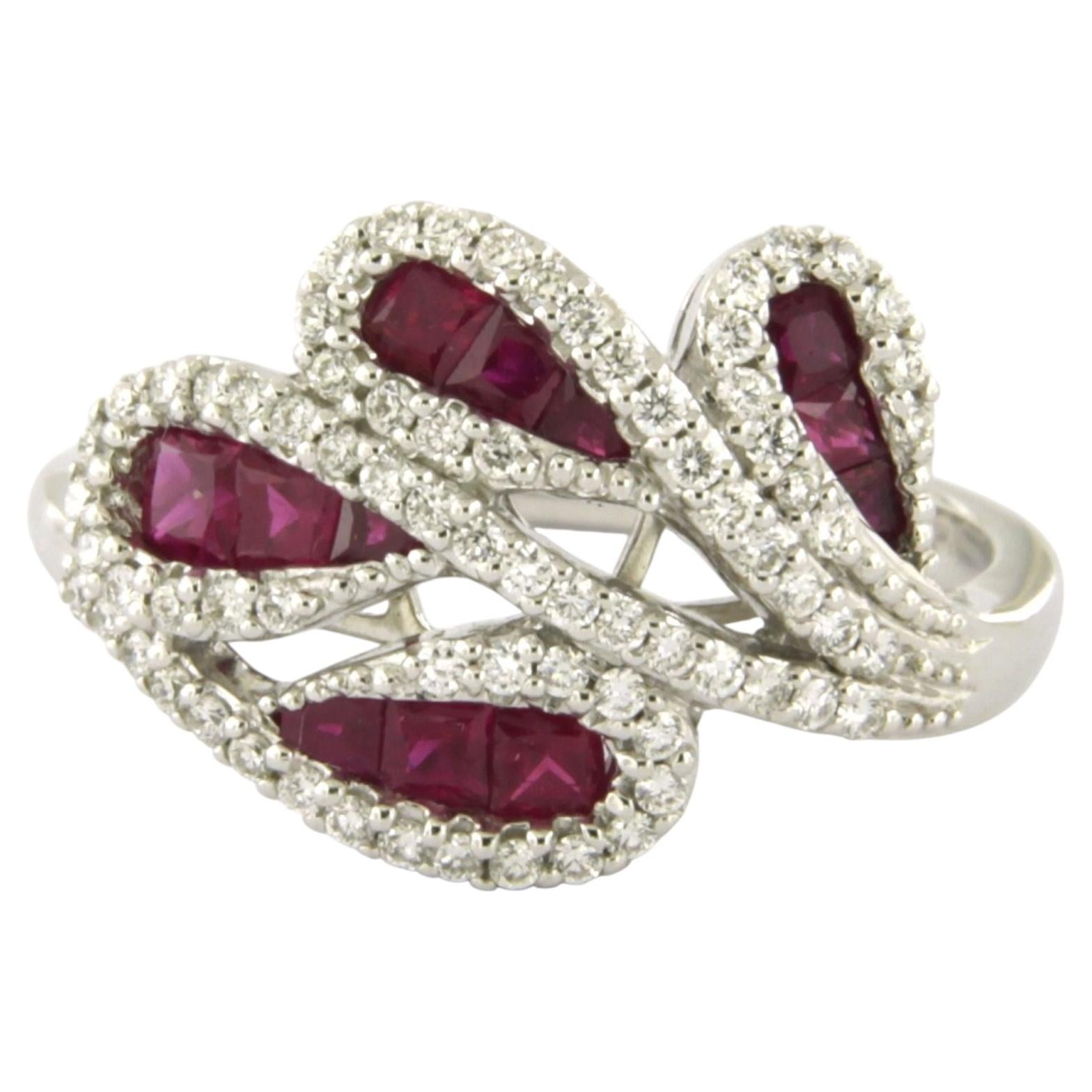 Ring with ruby and brilliant cut diamonds up to 0.44ct 18k gold