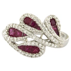 Ring with ruby and brilliant cut diamonds up to 0.44ct 18k gold