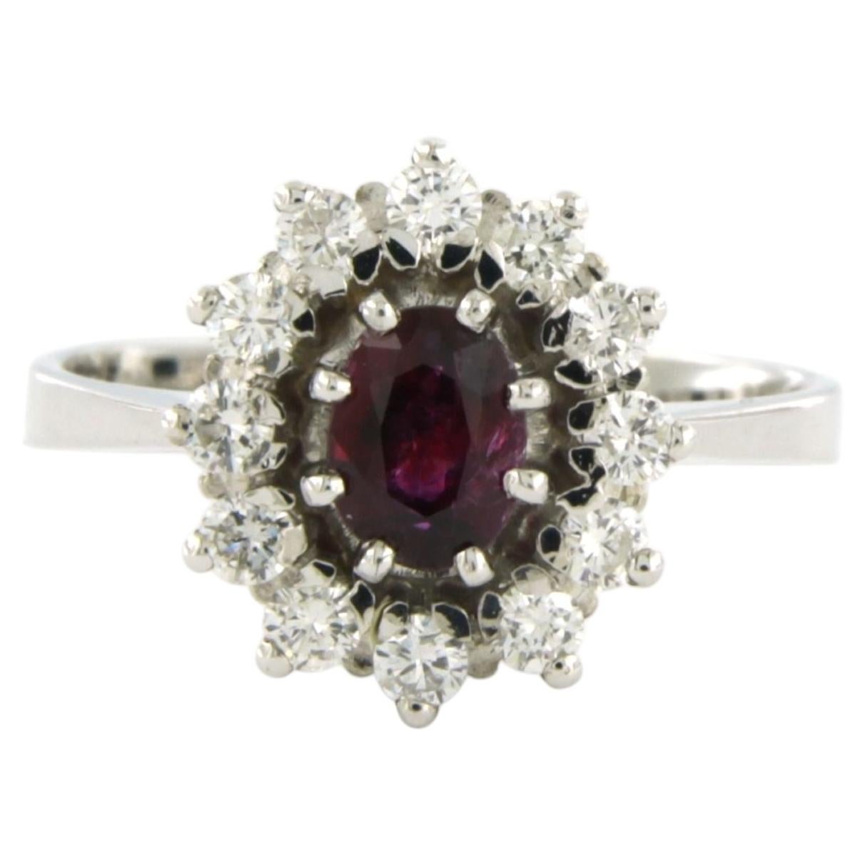 Ring with ruby and brilliant cut diamonds up to 0.50ct 14k gold 4.4 grams For Sale