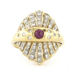 Bague avec rubis et diamants taille brillant jusqu'à 0,50ct Or 18k 5,6 grammes