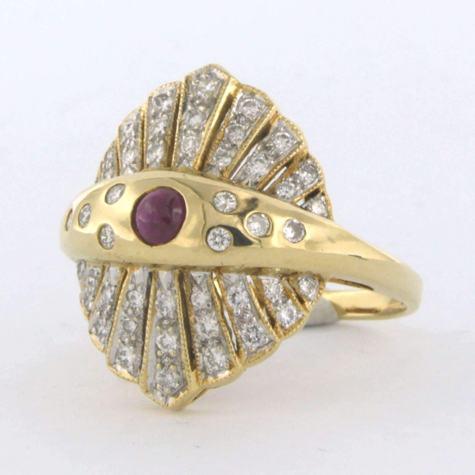 Ring mit Rubin und Diamanten im Brillantschliff bis zu 0,50ct. 18k Gold 5,6 Gramm im Zustand „Hervorragend“ im Angebot in The Hague, ZH