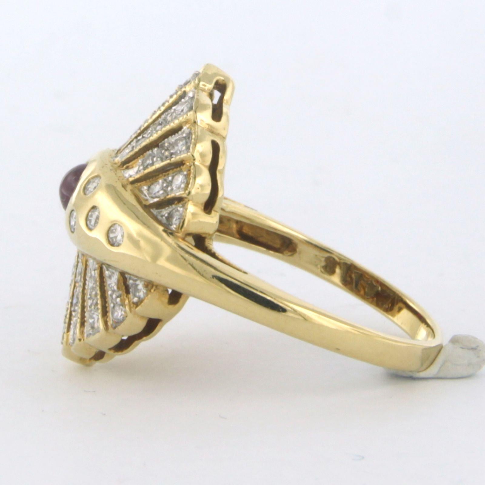 Ring mit Rubin und Diamanten im Brillantschliff bis zu 0,50ct. 18k Gold 5,6 Gramm Damen im Angebot