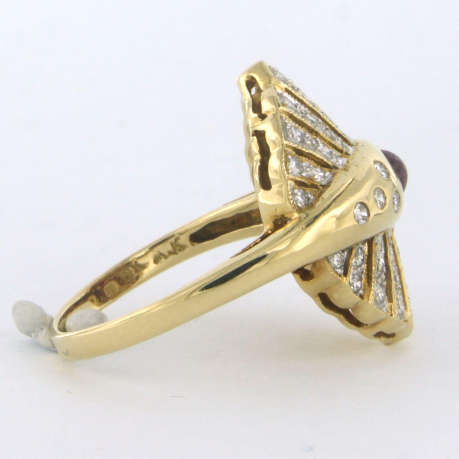 Ring mit Rubin und Diamanten im Brillantschliff bis zu 0,50ct. 18k Gold 5,6 Gramm im Angebot 1