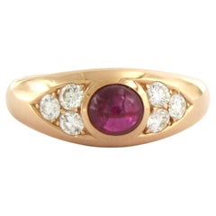 Anillo con rubí y diamantes talla brillante de hasta 0,60 ct Oro rosa de 14k 6,1 gramos