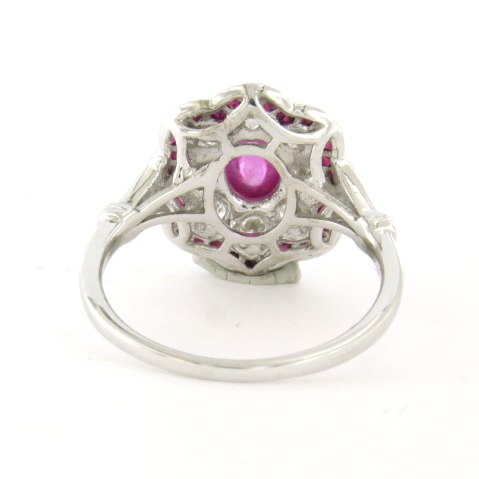 Bague avec rubis et diamants de taille brillant jusqu'à 0,75ct Or blanc 14k Neuf - En vente à The Hague, ZH