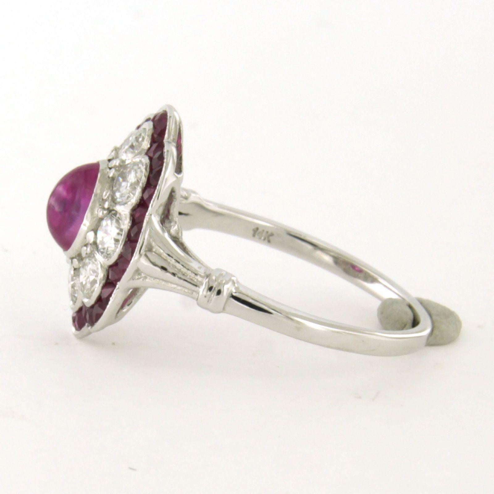 Bague avec rubis et diamants de taille brillant jusqu'à 0,75ct Or blanc 14k Pour femmes en vente