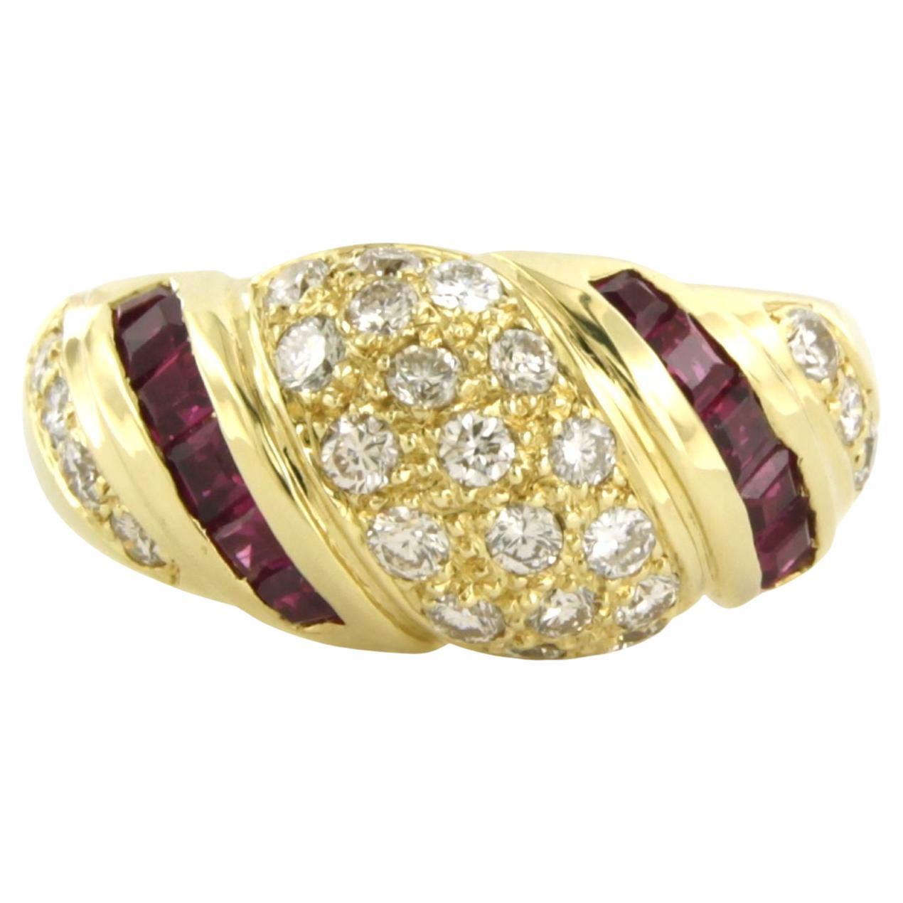 Ring with ruby and brilliant cut diamonds up to 0.80ct 18k gold 7.9 grams