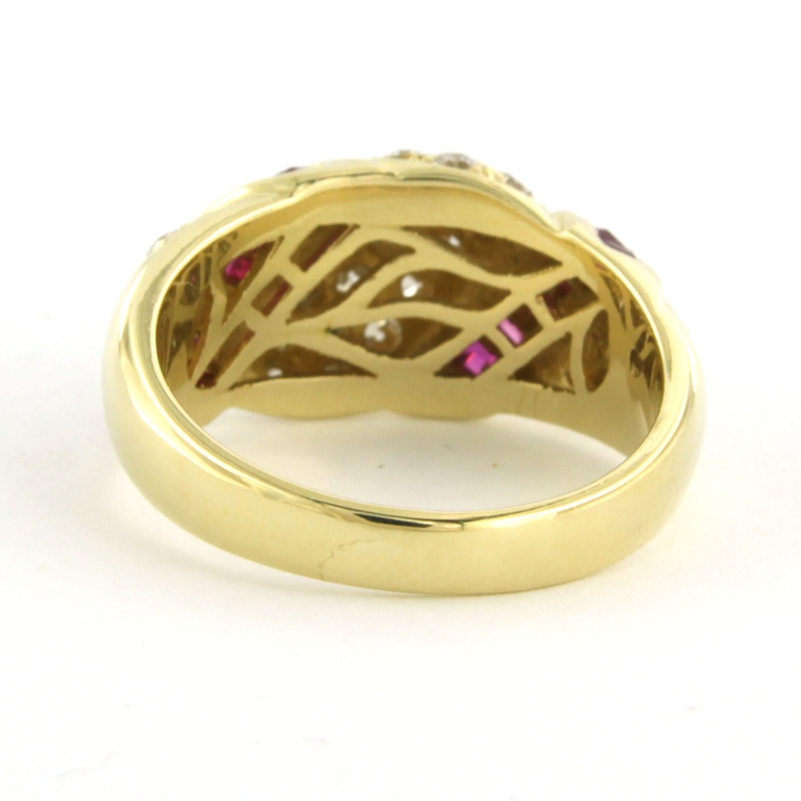 Taglio brillante Anello con rubino e diamanti taglio brillante fino a 0,80ct 8,0 grammi in oro 18k in vendita